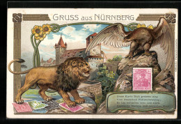 Präge-AK Nürnberg, Diese Karte Dich Grüssen Mag Vom Deutschen Philatelistentag, Ausstellung  - Stamps (pictures)