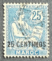 FRMA0014U - Type Mouchon With Spanish Surcharge - 25 Centimos - Morocco - 1902 - Gebruikt