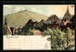 Lithographie Dilsberg A. N., Teilansicht Mit Burgberg, Private Stadtpost  - Timbres (représentations)