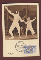 962 De 1953 - Carte 1er Jour à PARIS Le  28/11/1953 - SPORT - JEUX OLYMPIQUE D'HELSINKI - ESCRIME - 2 Scan - 1950-1959