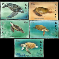 KENYA 2000 - Scott# 740-4 Turtles Set Of 5 MNH - Kenia (1963-...)