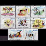 GRENADA 1984 - Scott# 1185a/93a Disney-Olympics 1/2c-$3 MNH - Grenada (1974-...)