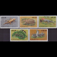 GHANA 1992 - Scott# 1414-8 Reptiles Set Of 5 MNH - Ghana (1957-...)