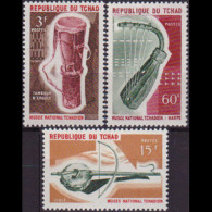 CHAD 1965 - Scott# 118-20 Musical Instruments 3-60f MNH - Tschad (1960-...)