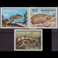 BURKINA FASO 1985 - Scott# 700-2 Reptiles 100-250f MNH - Burkina Faso (1984-...)