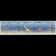 BARBADOS 1993 - Scott# 855 Dinosaurs Set Of 5 MNH - Barbados (1966-...)