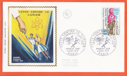 31080  / ⭐ (•◡•) FDC Soie ◉ 7 Avril Journée Mondiale Lutte Contre CANCER Par CHESNOT ◉ 1er Jour Emission PARIS  04-1970 - 1970-1979