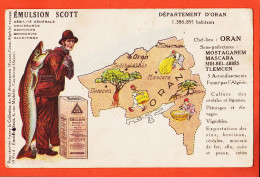 31440 / Publicité Emulsion SCOTT Carte Contour Département ALGERIE 1.380.891 Habitants ● Chef-Lieu ORAN - Werbepostkarten