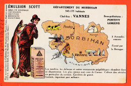 31434 / Publicité Emulsion SCOTT Carte Contour Département 56-MORBIHAN 543.175 Habitants ● Chef-Lieu VANNES - Publicité