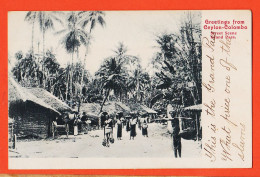 31097 / Greetings From CEYLON-COLOMBO Sri Lanka Ceylan Street Scene Grand Pass " What Price One Of The Slums " 1900s  - Sri Lanka (Ceilán)