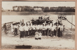 31358 / Rare Carte Photo Env ANGERS Début Construction Pont CHEVALIER à 4 Pieds Transport Barque Chevalet 6em GENIE - Angers