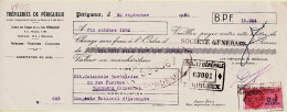 31283 / PERIGUEUX Trefileries Forges Dordogne 30.09.1950 Lettre Change-Timbre Fiscal 2.50 Fr à COLONIALE BORDELAISE  - Cambiali