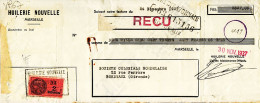 31276 / MARSEILLE Huilerie Nouvelle Lettre De Change 24.11.1937 à BESSE Coloniale Bordelaise Gironde Timbre Fiscal - Cambiali