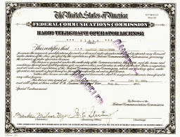 31307 / Radio Operator Licence U.S United States America Radiotelegraph 1st Class MYERS NEW-ORLEANS 1935 BALTIMORE - Historische Dokumente