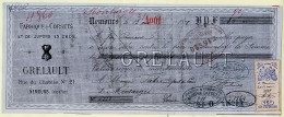 31260 / Lettre De Change 13.08.1878 Corset Jupon GRELAULT Rue Chateau Nemours à FABRE Montargis Timbre Fiscal - Letras De Cambio