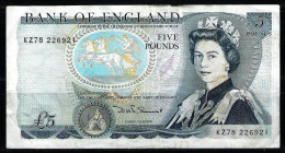 Great Britain Bank Of England 5 Pounds Banknote Sign. D. H. F. Somerset 1971–1991 P-378c Circulated + FREE GIFT - 5 Pounds
