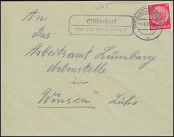 Landpost-Stempel Ohlendorf über HAMBURG-HARBURG 1.6.1938 Auf Brief Nach Winsen - Storia Postale