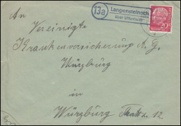 Landpost-Stempel Langensteinach über UFFENHEIM 23.6.1958 Auf Brief Nach Würzburg - Other & Unclassified