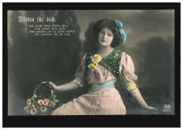 Mode-AK Frau Mit Blumenkorb: Blüten Für Dich! CHEMNITZ 9.1.1912 Nach Belgien - Mode