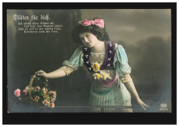 Mode-AK Frau Mit Blumenkorb: Blüten Für Dich! CHEMNITZ 12.1.1912 Nach Belgien - Fashion