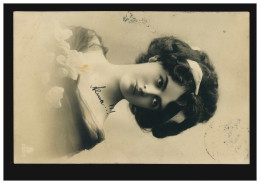 Mode-AK Frau Mit Haarschleife Und Blumen, HANNOVER-LINDEN 4.1.1912 - Mode