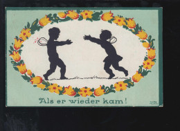 Scherenschnitt-AK Dora Heckel: Zwei Engel Als Er Wieder Kam! VECHELDE 27.5.1919 - Silhouette - Scissor-type