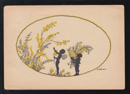 Scherenschnitt-AK Engel Bei Der Blumenernte, HANNOVER 15.7.1941 - Silhouette - Scissor-type