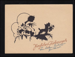 Scherenschnitt-AK Veronika Fritsche: Kind Und Hund Geschenke, RUDOLSTADT 1948 - Silhouetkaarten