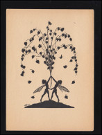 Scherenschnitt-AK Gelähmte Künstlerin: Zwei Engel Mit Zweig, HERZOGENRATH 1938 - Silhouette - Scissor-type
