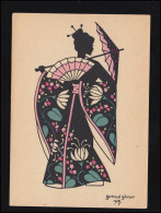 Scherenschnitt-AK Gertraud Gärtner: Frau In Kimono Mit Schirm, Ungebraucht - Silhouette - Scissor-type