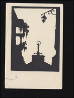 Scherenschnitt-AK Crasse: Abend Im Städtchen - Der Stadtbrunnen, BURGHAUSEN 1935 - Silhouette - Scissor-type