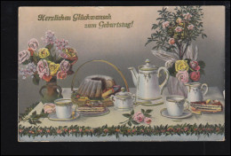 Künstler-AK Geburtstagstisch Mit Kaffee Und Kuchen, SCHÖNBORN 7.4.1916 - Unclassified