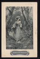 Künstler-AK Ostern - Lesende Frau Mit Schirm, DEGGENDORF 14.3.1913 - Ohne Zuordnung