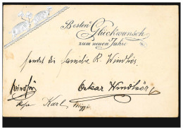 Prägekarte Mit Silberüberzug Neujahr Glücksschweine, HAAG NIEDERÖSTERREICH 1901 - Autres & Non Classés