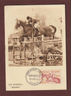 965 De 1953 - Carte 1er Jour à PARIS Le  28/11/1953 - SPORT - JEUX OLYMPIQUE D'HELSINKI - HIPPISME - 2 Scan - 1950-1959