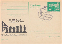 DDR P 79 DDR-Schachmeisterschaft Schachphilatelisten Suhl 1979, SSt SUHL 25.2.79 - Sonstige & Ohne Zuordnung