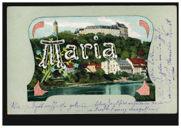 Ansichtskarte Vornamen: Maria, Landschaft Mit Schloß Und Fluß, Gelaufen 1905 - Nomi