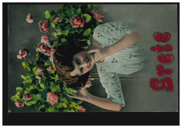 Ansichtskarte Vornamen: Grete, Frauenportrait Mit Blumen, Ungebraucht - Firstnames