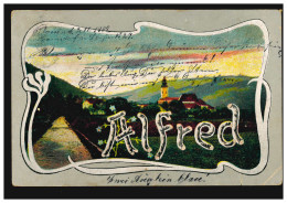 Ansichtskarte Vornamen: Alfred, Landschaft Mit Kirche, Gelaufen 3.11.1904 - Voornamen