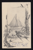 Tiere-AK Pfingsten Schwalben Libelle Segelschiffe, LÜNEBURG 21.5.1904 - Oiseaux