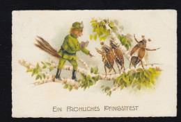 Tiere Pfingsten Vermenschlichter Vogelsoldat, Sing. Maikäfer, LÜSTRINGEN 26.5.26 - Autres & Non Classés