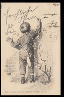 Kinder-AK Junge Schreibt An Die Wand: Fröhliche Ostern, WIEN 13.4.1900 - Altri & Non Classificati