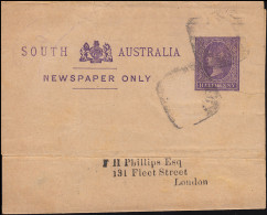 Australien Ganzsache Streifband HALF PENNY Violett Königin Victoria Nach London - Other & Unclassified