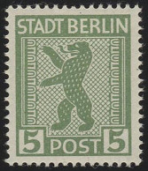 SBZ 1 AA Vx Berliner Bär 5 Pf, Grün, ** - Mint