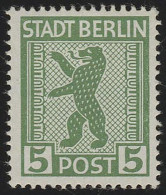 SBZ 1 AA Ux Berliner Bär 5 Pf, Grün, ** - Mint