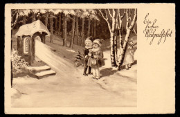 AK Weihnachten: Kinder Im Wald Am Bildstock Mit Engel, BIELEFELD 24.12.1932 - Autres & Non Classés