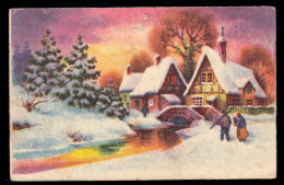 AK Weihnachten: Dorfidylle Sonnenuntergnag Menschen, WILHELMSHAVEN 24.12.1942 - Autres & Non Classés
