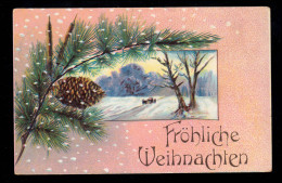 AK Weihnachten: Winterlandschaft Tannenzweig Tannenzapfen, WILHELMSHAVEN 11.1.08 - Autres & Non Classés