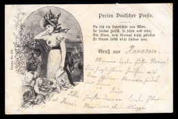 Lyrik-AK Frau Mit Brief - Perlen Deutscher Poesie Gedicht Schönheit, 29.8.1901 - Sonstige & Ohne Zuordnung