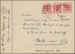 202A SBZ-Aufdruck Dreierstreifen MeF Fernbrief MAGDEBURG-BUCKAU 2.11.1948 - Autres & Non Classés